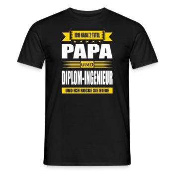 Zwei Titel Papa Und Diplom-Ingenieur Ingenieur - Männer T-Shirt - Schwarz - Vorne - AI Model Male 178 light (178cm)