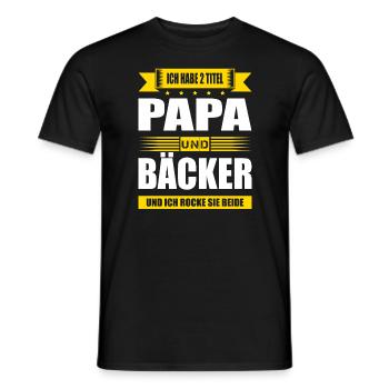 Zwei Titel Papa Und Bäcker Konditor Zuckerbäcker - Männer T-Shirt - Schwarz - Vorne - AI Model Male 178 light (178cm)