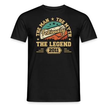 Geburtstagsgeschenk - geboren im Februar 2011 - Männer T-Shirt - Schwarz - Vorne - AI Model Male 178 light (178cm)