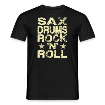 Saxophone Batterie Rock 'N' Roll - T-shirt homme - noir - Devant - AI Model Male 178 light (178cm)
