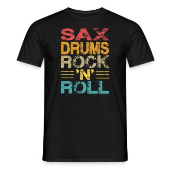 Saxophone Batterie Rock 'N' Roll - T-shirt homme - noir - Devant - AI Model Male 178 light (178cm)
