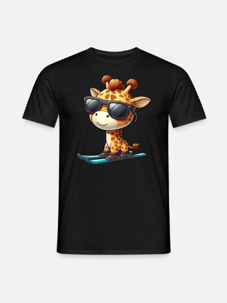 Snowboard Giraffe, Wintersport Tier - Männer T-Shirt - Schwarz