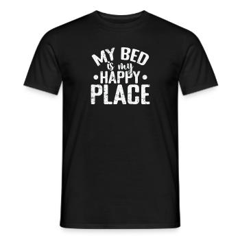 My Bed Is My Happy Place Dream Tired Sleep - Men's T-Shirt - black - Front - AI Model Male 178 light (178cm)