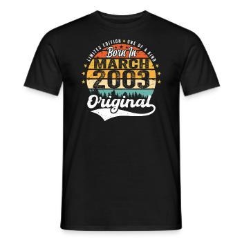 Mars 2003 Vintage Vintage Retro Anniversaire 2003 - T-shirt homme - noir - Devant - AI Model Male 178 light (178cm)