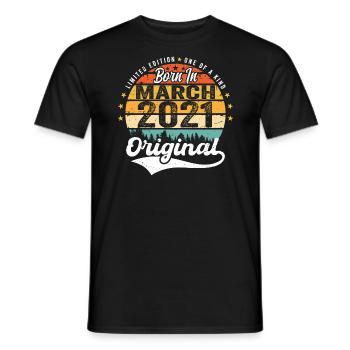 March 2021 Vintage Vintage Retro Birthday 2021 - Men's T-Shirt - black - Front - AI Model Male 178 light (178cm)