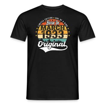 Mars 1933 Vintage Vintage rétro anniversaire 1933 - T-shirt homme - noir - Devant - AI Model Male 178 light (178cm)