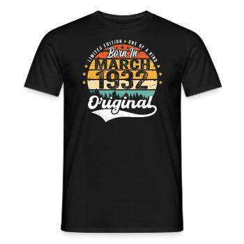 Mars 1932 Vintage Vintage rétro anniversaire 1932 - T-shirt homme - noir - Devant - AI Model Male 178 light (178cm)