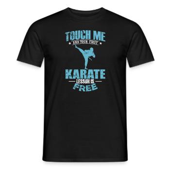 Touch Me and your 1st Karate Lesson is Free - Men's T-Shirt - black - Front - AI Model Male 178 light (178cm)