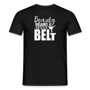 Beauty, Brains and a Black Belt in Karate - Männer T-Shirt - Schwarz - Vorne - AI Model Male 178 light (178cm)