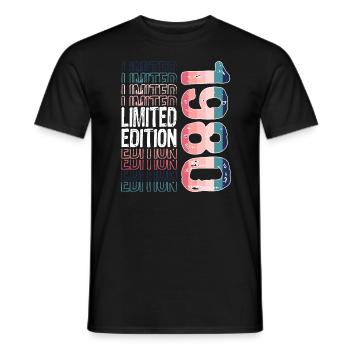 Edition limitée depuis 1980 Anniversaire Millésime 1980 - T-shirt homme - noir - Devant - AI Model Male 178 light (178cm)