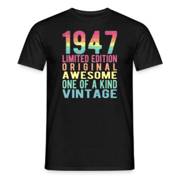 Limited Edition Since 1947 Birthday Vintage 1947 - Men's T-Shirt - black - Front - AI Model Male 178 light (178cm)