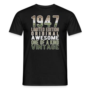 Limited Edition Since 1947 Birthday Vintage 1947 - Men's T-Shirt - black - Front - AI Model Male 178 light (178cm)