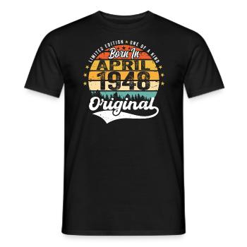 Cadeau d'anniversaire d'avril 1948 Millésime d'avril 1948 - T-shirt homme - noir - Devant - AI Model Male 178 light (178cm)