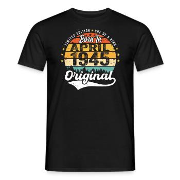 Cadeau d'anniversaire d'avril 1945 Millésime d'avril 1945 - T-shirt homme - noir - Devant - AI Model Male 178 light (178cm)