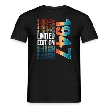 Limited Edition Since 1947 Birthday Vintage 1947 - Men's T-Shirt - black - Front - AI Model Male 178 light (178cm)