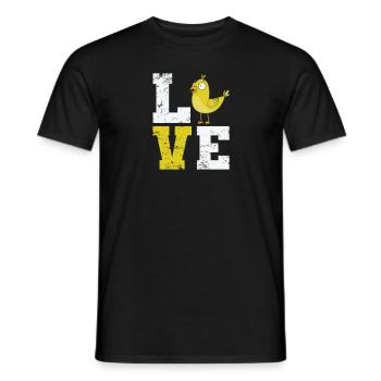 Love lettering with canary - Men's T-Shirt - black - Front - AI Model Male 178 light (178cm)
