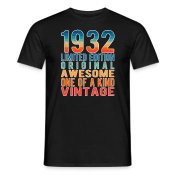 Edition limitée depuis 1932 Anniversaire Millésime 1932 - T-shirt homme - noir - Devant - AI Model Male 178 light (178cm)