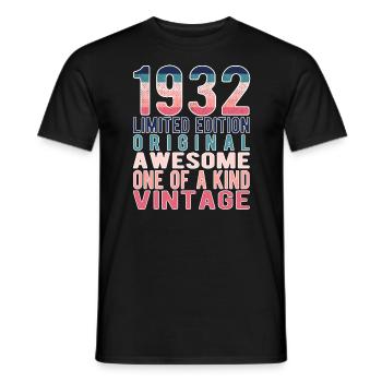 Edition limitée depuis 1932 Anniversaire Millésime 1932 - T-shirt homme - noir - Devant - AI Model Male 178 light (178cm)