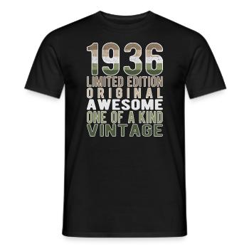 Edition limitée depuis 1936 Anniversaire Millésime 1936 - T-shirt homme - noir - Devant - AI Model Male 178 light (178cm)