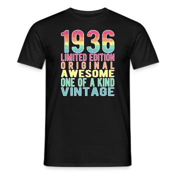 Edition limitée depuis 1936 Anniversaire Millésime 1936 - T-shirt homme - noir - Devant - AI Model Male 178 light (178cm)