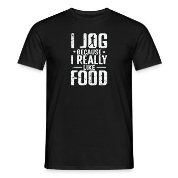 I Jogging because I Really like Food Jogging - Men's T-Shirt - black - Front - AI Model Male 178 light (178cm)
