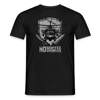No Coffee No Workee Hubschrauber Badge - Männer T-Shirt - Schwarz - Vorne - AI Model Male 178 light (178cm)