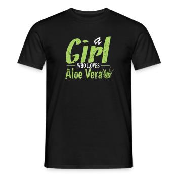 a Girl Who Loves Aloe Vera Medicinal Plant - Men's T-Shirt - black - Front - AI Model Male 178 light (178cm)