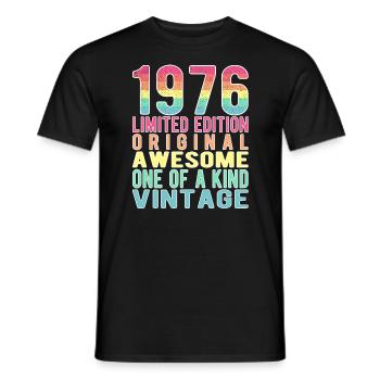 Edition limitée depuis 1976 Anniversaire Millésime 1976 - T-shirt homme - noir - Devant - AI Model Male 178 light (178cm)
