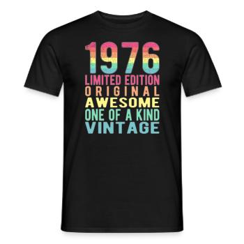Edition limitée depuis 1976 Anniversaire Millésime 1976 - T-shirt homme - noir - Devant - AI Model Male 178 light (178cm)