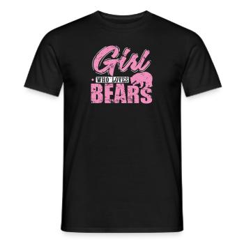 Girl who loves Bears Forest Animal - Men's T-Shirt - black - Front - AI Model Male 178 light (178cm)
