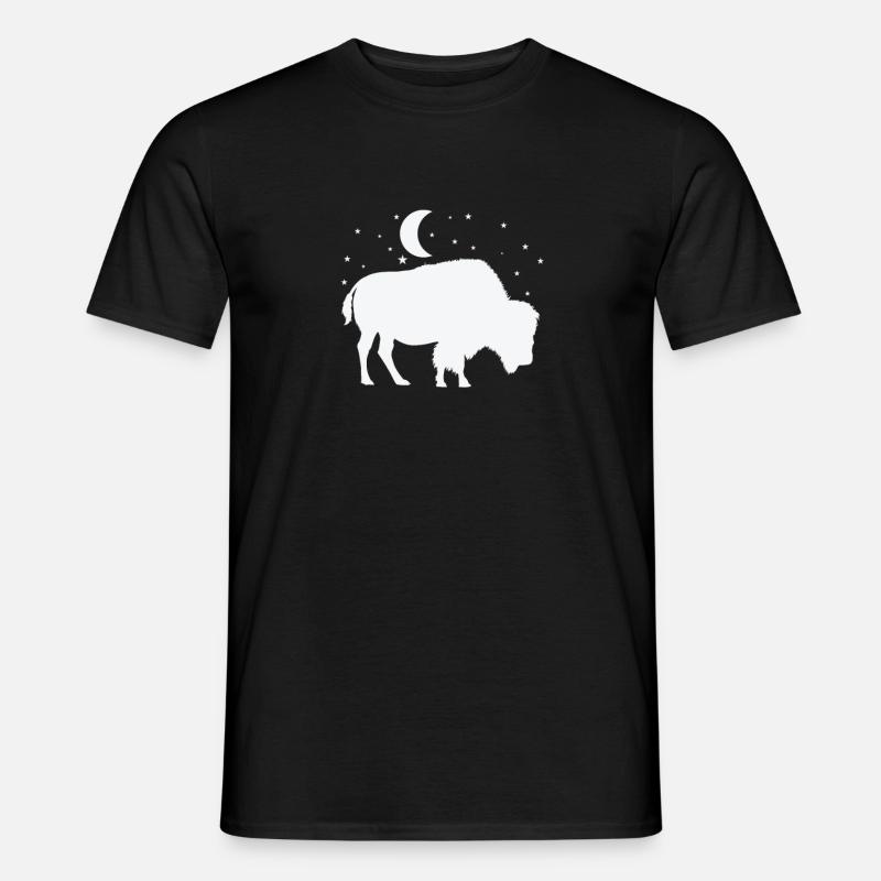 Bison in the moonlight - Men's T-Shirt - black