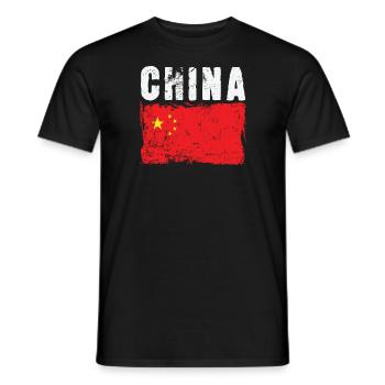 China Flag East Asia - Men's T-Shirt - black - Front - AI Model Male 178 light (178cm)
