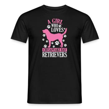 Une fille qui aime les retrievers de la baie de Chesapeake - T-shirt homme - noir - Devant - AI Model Male 178 light (178cm)