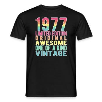 Edition limitée depuis 1977 Anniversaire Millésime 1977 - T-shirt homme - noir - Devant - AI Model Male 178 light (178cm)