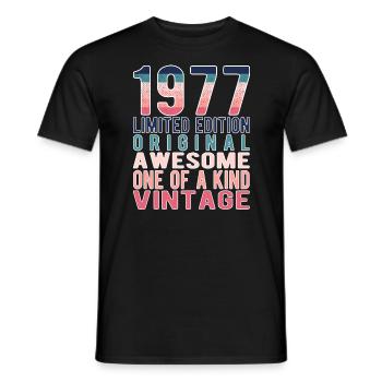Edition limitée depuis 1977 Anniversaire Millésime 1977 - T-shirt homme - noir - Devant - AI Model Male 178 light (178cm)