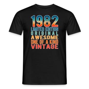 Edition limitée depuis 1982 Anniversaire Millésime 1982 - T-shirt homme - noir - Devant - AI Model Male 178 light (178cm)