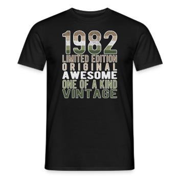 Edition limitée depuis 1982 Anniversaire Millésime 1982 - T-shirt homme - noir - Devant - AI Model Male 178 light (178cm)