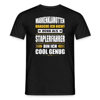 Markenklamotten Brauche Ich Nicht Staplerfahrer - Männer T-Shirt - Schwarz - Vorne - AI Model Male 178 light (178cm)