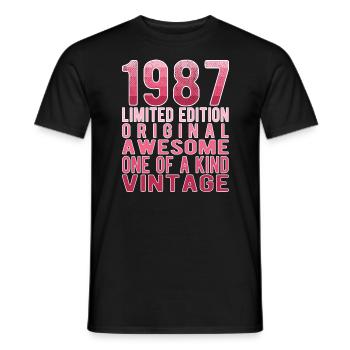 Edition limitée depuis 1987 Anniversaire Millésime 1987 - T-shirt homme - noir - Devant - AI Model Male 178 light (178cm)