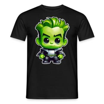Cute green monster - Men's T-Shirt - black - Front - AI Model Male 178 light (178cm)