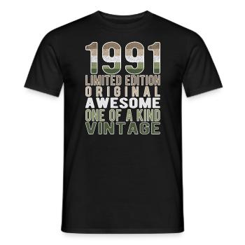 Edition limitée depuis 1991 Anniversaire Millésime 1991 - T-shirt homme - noir - Devant - AI Model Male 178 light (178cm)