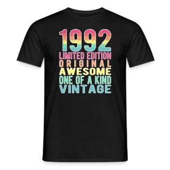 Edition Limitée Depuis 1992 Anniversaire Millésime 1992 - T-shirt homme - noir - Devant - AI Model Male 178 light (178cm)