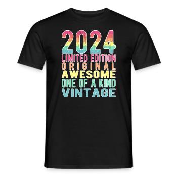 Edition limitée depuis 2024 Anniversaire Millésime 2024 - T-shirt homme - noir - Devant - AI Model Male 178 light (178cm)