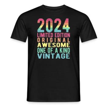 Edition limitée depuis 2024 Anniversaire Millésime 2024 - T-shirt homme - noir - Devant - AI Model Male 178 light (178cm)