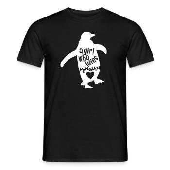 Une fille qui aime le pingouin - T-shirt homme - noir - Devant - AI Model Male 178 light (178cm)