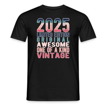 Edition limitée depuis 2025 Anniversaire Millésime 2025 - T-shirt homme - noir - Devant - AI Model Male 178 light (178cm)