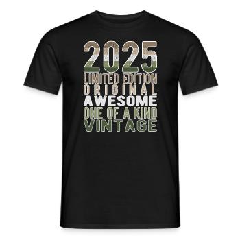 Edition limitée depuis 2025 Anniversaire Millésime 2025 - T-shirt homme - noir - Devant - AI Model Male 178 light (178cm)