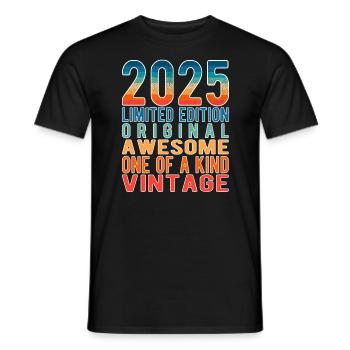 Edition limitée depuis 2025 Anniversaire Millésime 2025 - T-shirt homme - noir - Devant - AI Model Male 178 light (178cm)