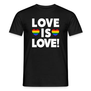 Mois de la fierté - Love is Love - Communauté LGBTQ+ - T-shirt homme - noir - Devant - AI Model Male 178 light (178cm)