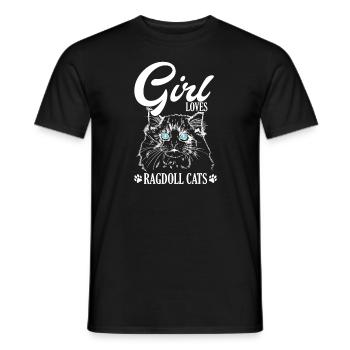 Girl loves Ragdoll Cats Haustier - Männer T-Shirt - Schwarz - Vorne - AI Model Male 178 light (178cm)